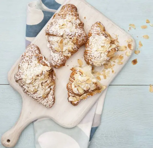 Almond creme croissant with crunchy almonds and a flaky, crunchy texture